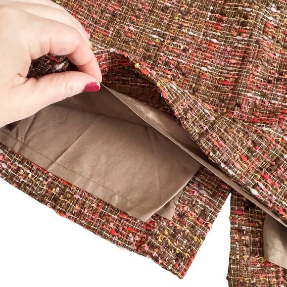 J. Crew Tweed The pencil Skirt women’s Sz 2 Brown Pink Corpcore Textured Office - Picture 5 of 8